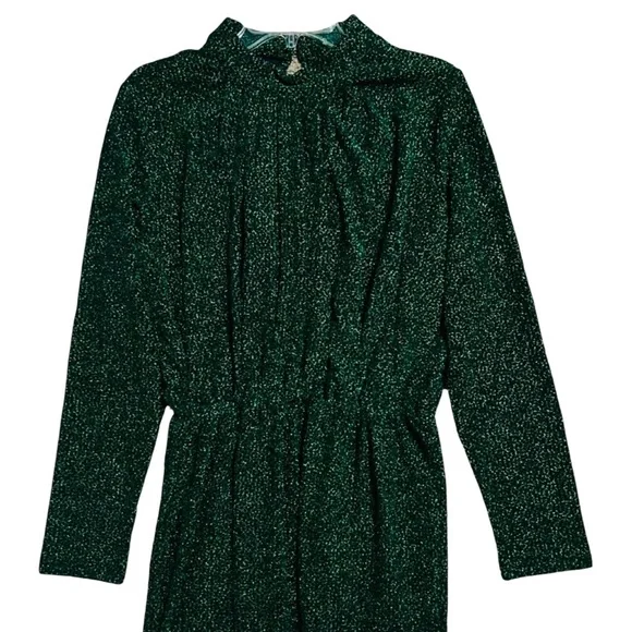 Y.A.S. NWT Green Glitter Long Sleeve Ruched Front Midi Dress XXL - Picture 7 of 16